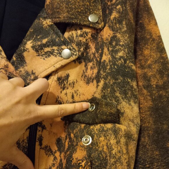 Alyson Eastman Distressed Cropped Lamb Leather Motorcycle Jacket Size S Rare - Picture 8 of 16